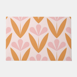 Scandinavian floral pattern, retro style, mid cent doormat