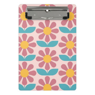 Scandinavian floral pattern,retro style,mid centur mini clipboard