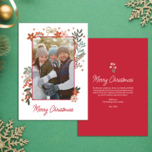 Scandinavian Floral Photo Holiday Card