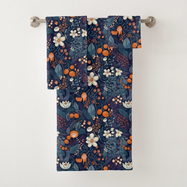 Scandinavian Floral Print Bath Towel Set (Insitu)