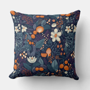 Scandinavian Floral Print Throw Pillow
