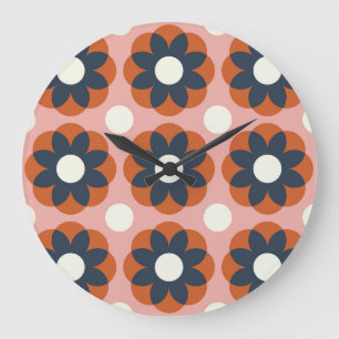 Scandinavian Floral: Vintage Seamless Design Large Clock