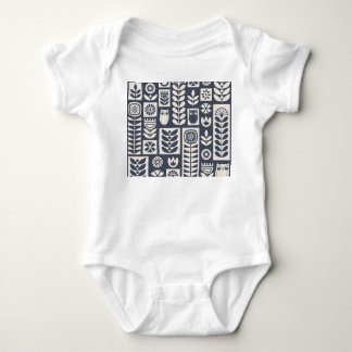 Scandinavian Floral: White, Blue, Minimalist. Baby Bodysuit