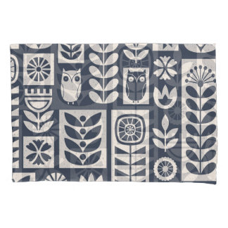 Scandinavian Floral: White, Blue, Minimalist. Pillowcase