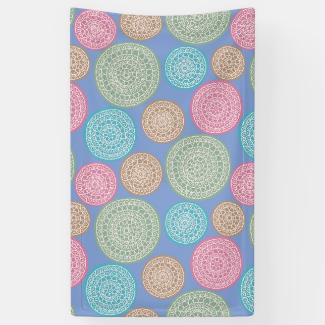 Scandinavian Flower Mandalas Pattern 1 Banner (Vertical)