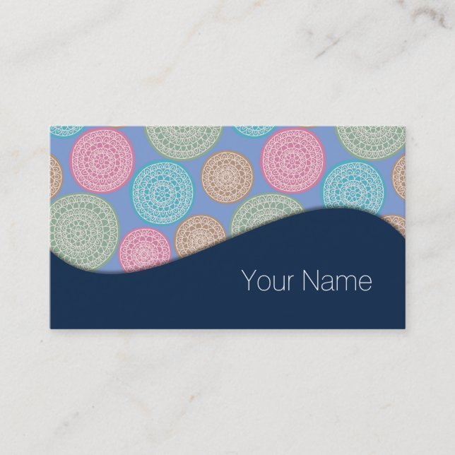 Scandinavian Flower Mandalas Pattern 1 Business Card (Front)