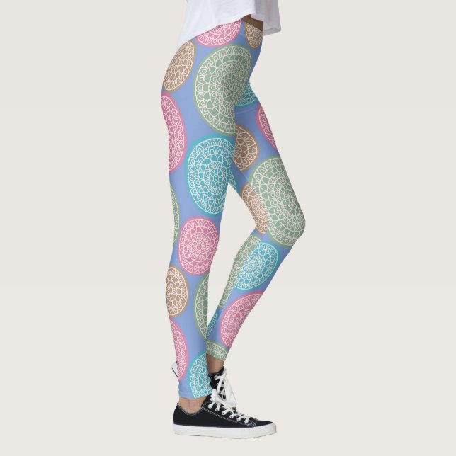 Scandinavian Flower Mandalas Pattern 1 Leggings (Right)