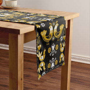 Scandinavian Folk Art  Birds Medium Table Runner