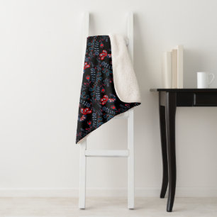 Scandinavian Folk Art Birds Monogrammed Sherpa Blanket