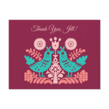Scandinavian Folk Art Birds Thank You