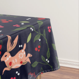 Scandinavian Folk Art Bunnies Tablecloth