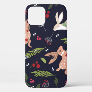 Scandinavian Folk Art Bunny Print iPhone 12 Case
