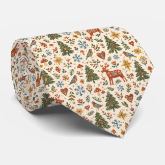 Scandinavian Folk Art Christmas Charm Tie