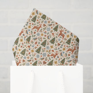 Scandinavian Folk Art Christmas Charm Tissue Paper