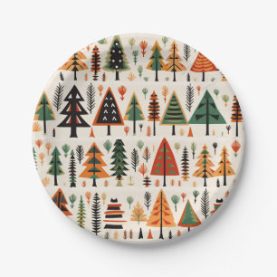 Scandinavian Folk Art Christmas Pattern Paper Plate