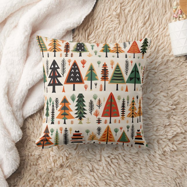 Scandinavian Folk Art Christmas Pattern Throw Pillow (Blanket)