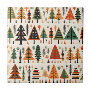 Scandinavian Folk Art Christmas Pattern Tile