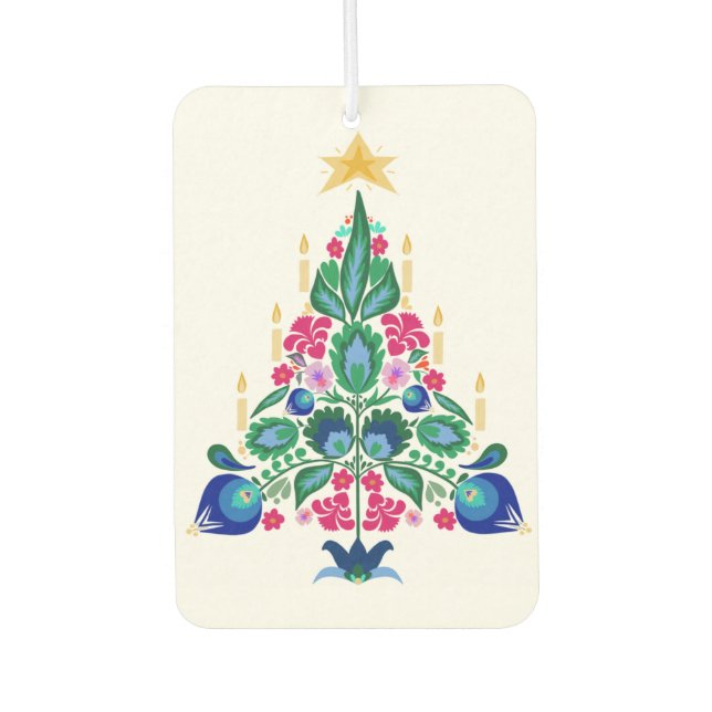 Scandinavian Folk Art Christmas Tree Air Freshner Freshener (Front)