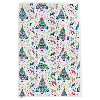 Scandinavian Folk Art Christmas Tree Gift Bag