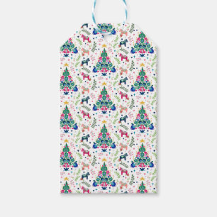Scandinavian Folk Art Christmas Tree Gift Bag Gift Tags