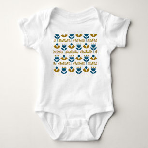 Scandinavian folk art, colourful pattern. baby bodysuit