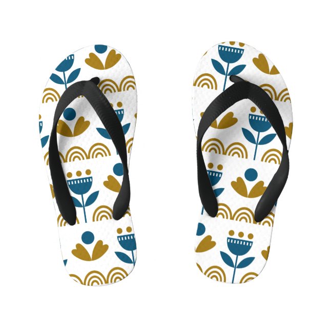 Scandinavian folk art, colourful pattern. kid's flip flops (Footbed)