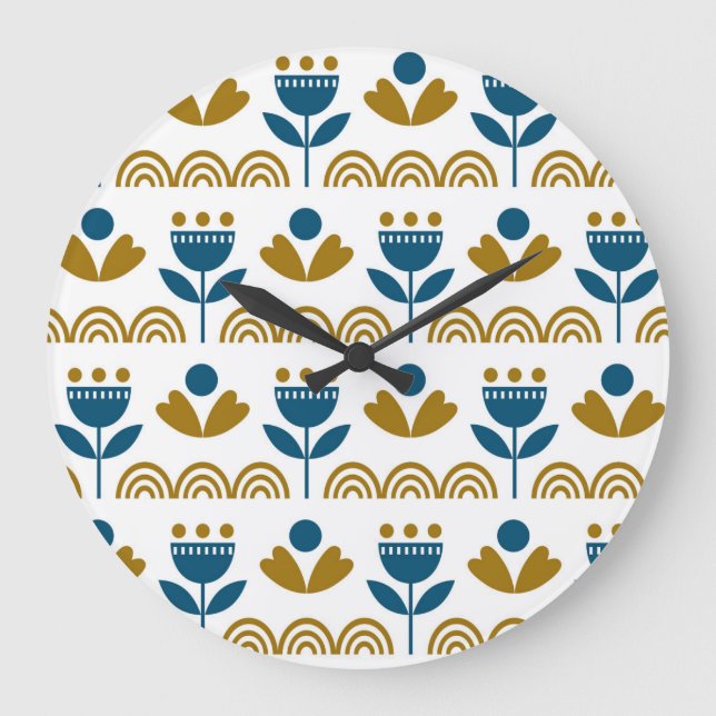 Scandinavian folk art, colourful pattern. large clock (Front)