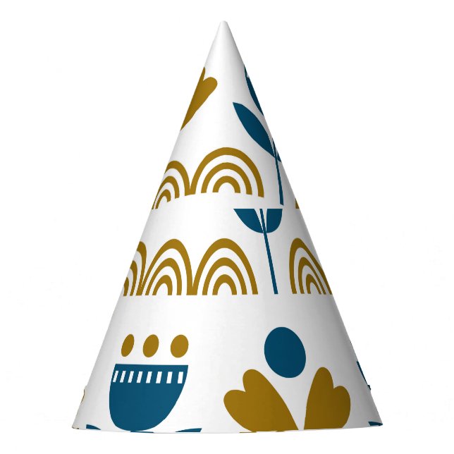 Scandinavian folk art, colourful pattern. party hat (Front)