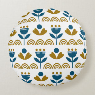 Scandinavian folk art, colourful pattern. round pillow