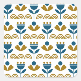 Scandinavian folk art, colourful pattern. square sticker