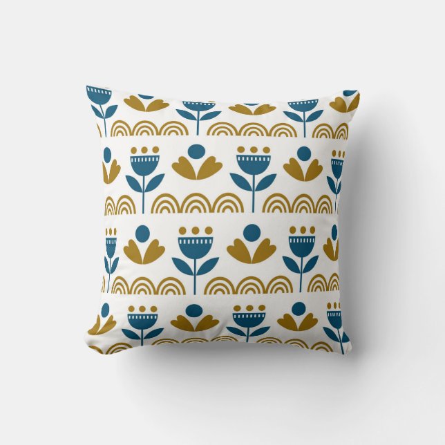 Scandinavian folk art, colourful pattern. throw pillow (Front)
