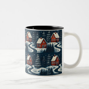 Scandinavian Folk Art Cozy Winter Cabin Mug