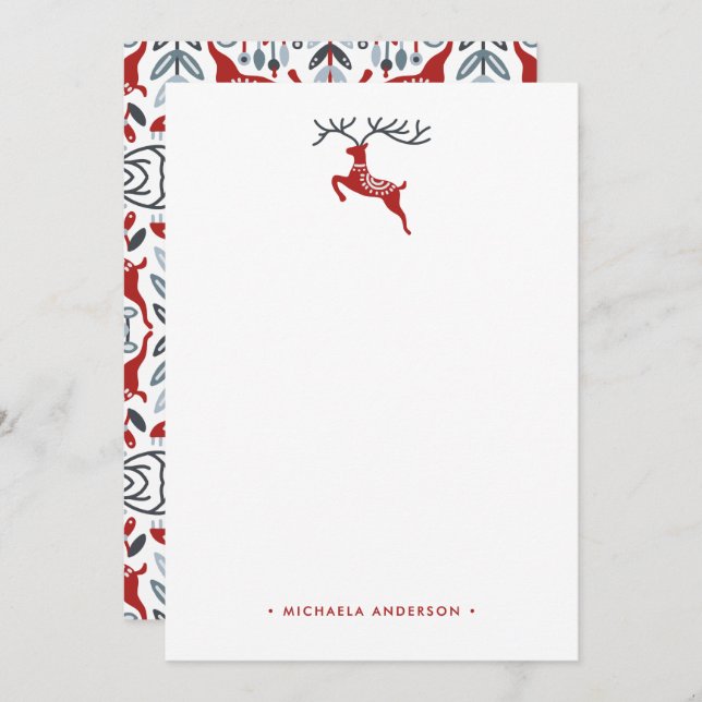 Scandinavian Folk Art Custom Name Personalized Card (Front/Back)