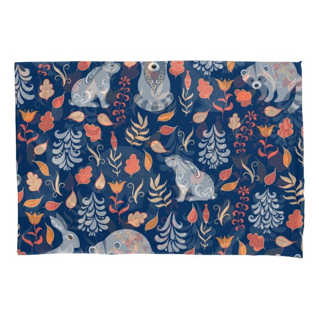 Scandinavian Folk Art Fairy Forest. Pillowcase (Front)