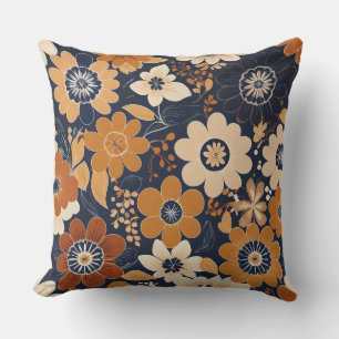 Scandinavian Folk Art Floral Throw Pillow