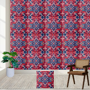 Scandinavian Folk Art Floral Tile