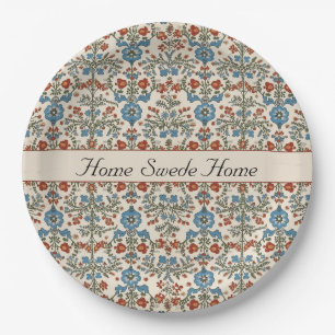 Scandinavian Folk Art flower design customizable Paper Plate