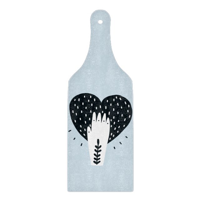 Scandinavian Folk Art Heart and Hand Cutting Board (Front)
