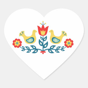 Scandinavian Folk Art Heart Sticker