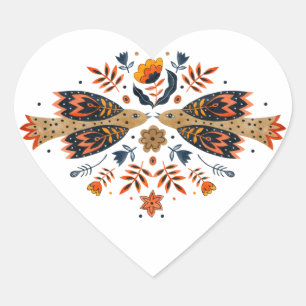 Scandinavian Folk Art Heart Sticker