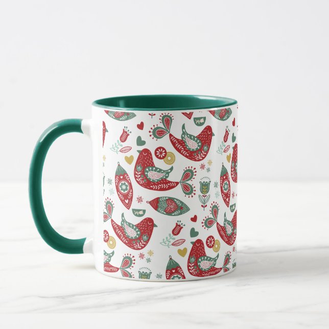 Scandinavian Folk Art Holiday Print  Mug (Left)