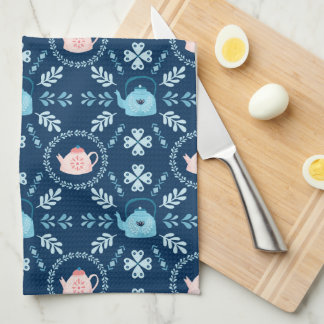 Scandinavian Folk art Hygge Christmas cozy teapot Kitchen Towel