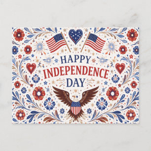 Scandinavian Folk Art Independence Day Holiday Postcard
