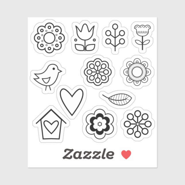 Scandinavian Folk Art Minimalist Illustration (Sheet)