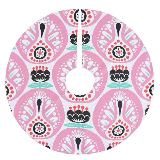 Scandinavian Folk Art: Nordic Seamless. Brushed Polyester Tree Skirt (Front)