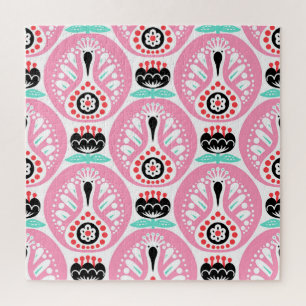 Scandinavian Folk Art: Nordic Seamless. Jigsaw Puzzle