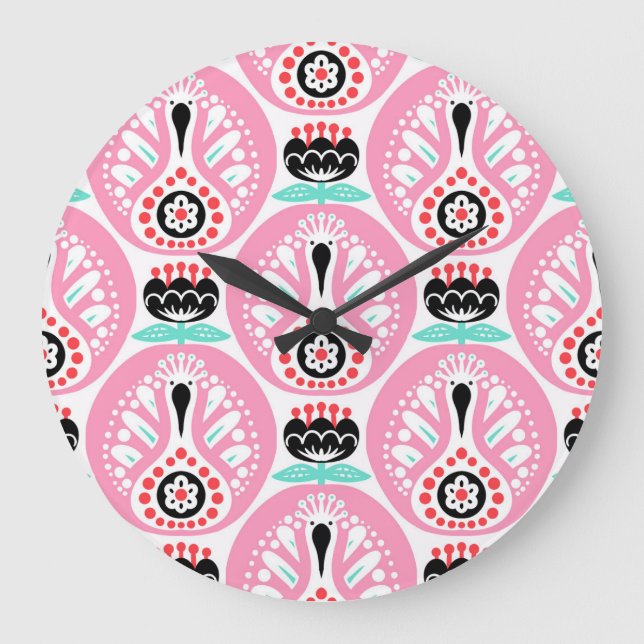 Scandinavian Folk Art: Nordic Seamless. Large Clock (Front)