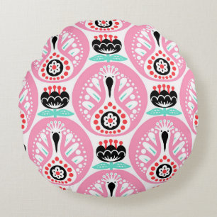 Scandinavian Folk Art: Nordic Seamless. Round Pillow