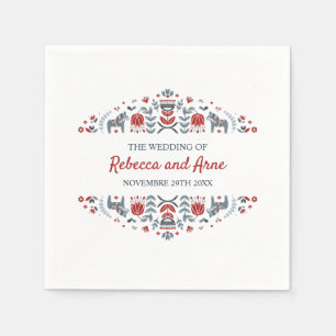 Scandinavian folk art   Personalized Wedding Napkin