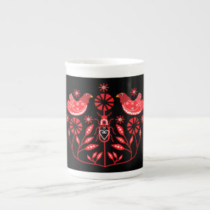 Scandinavian Folk Art Prints   Nordic Decor Fleece Bone China Mug